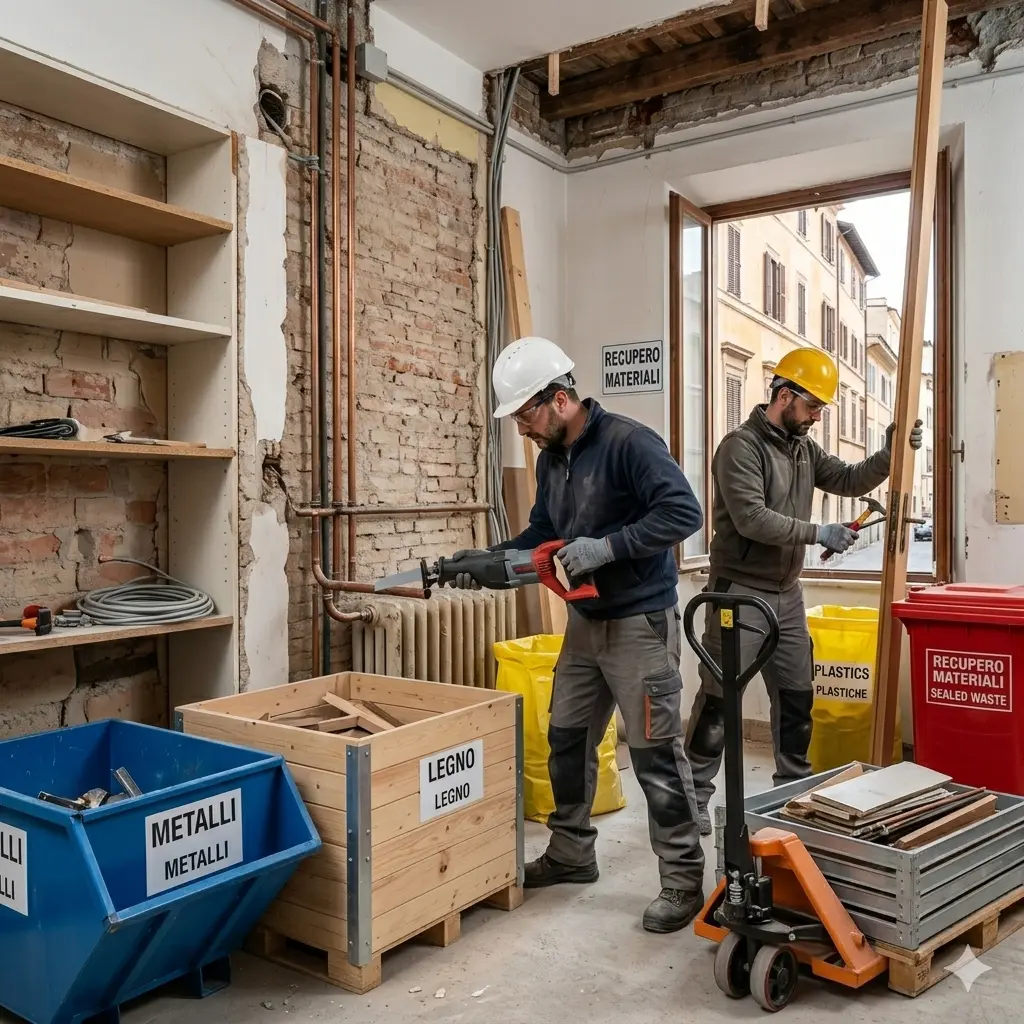 Demolizione selettiva e strip-out con recupero materiali a Roma
